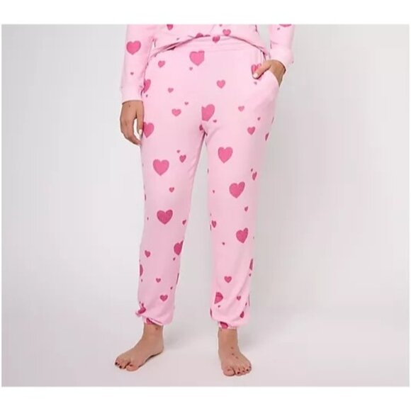 Bumblebella by Jill Martin Graphic Joggers Rose Hearts Size Medium Elastic Waist - Picture 1 of 8